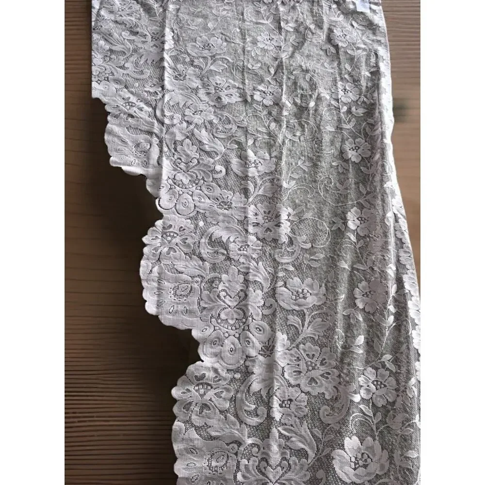 JCP Home Shari Mauve Pink Lace Floral Curtain Swag Valance Set 82